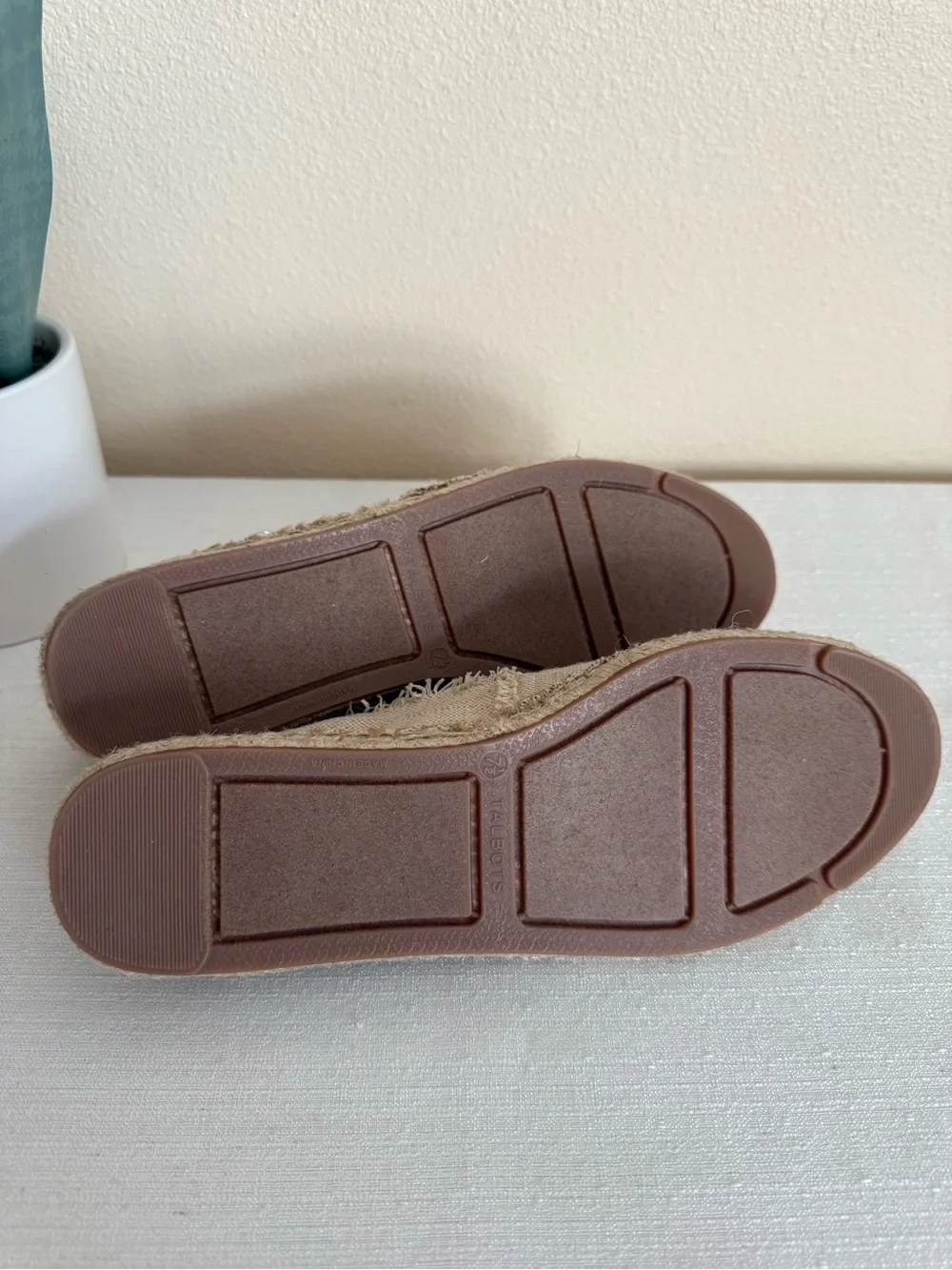 New Talbots Natural Canvas Espadrille Slip-On Loafers